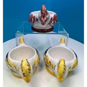 Egg Cups Ceramic Hand Painted Vintage Circa 1960 Set of 3 Purchased in Germany
